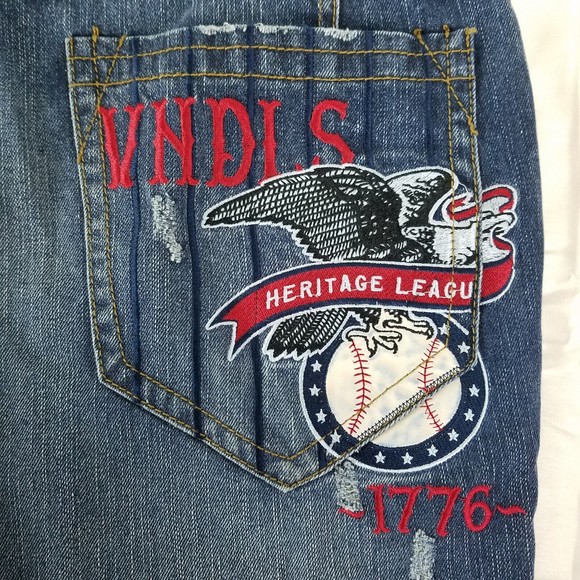 Heritage America Jeans Mens 40x34 Actual W40xL32 Vndls 1776 Destroyed Blue Denim - Picture 13 of 16